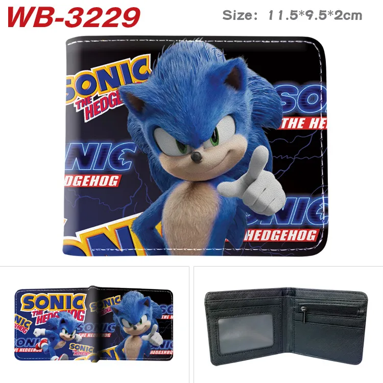 Sonic the Hedgehog Inspired Bi-Fold Wallet – Full Color Cartoon Print Short Card Holder with Zipper Coin Purse, Compact PU Leather Billfold for Fans & Students